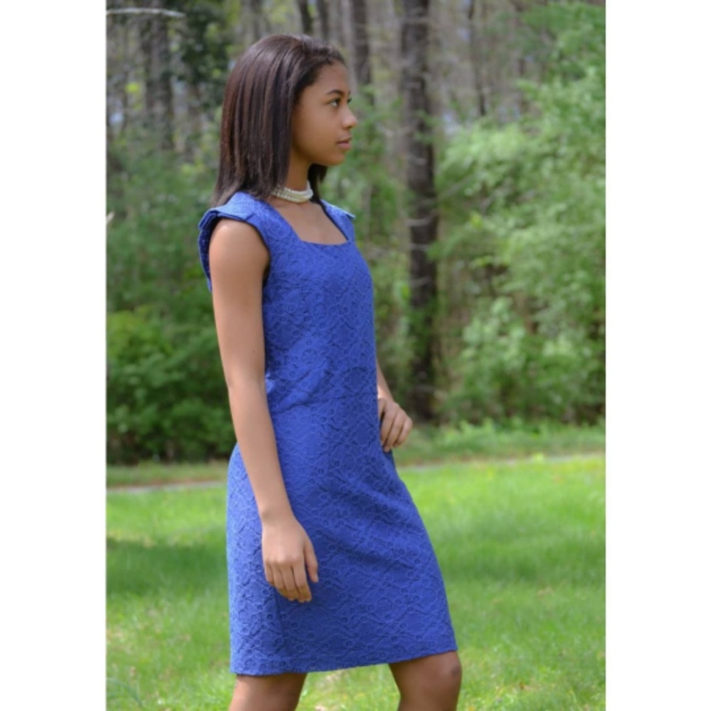 Lucid-Pink Blue Lace Dress